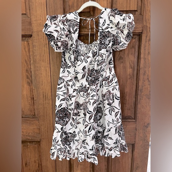 House of Harlow 1960 Floral Peasant Bohemian Puff Sleeve Mini Dress Size Medium - Picture 10 of 10